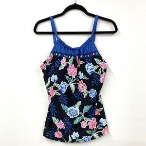 Beach House Blair Floral Fantasy Tankini Top, Size 16, High‎ Neck, NEW